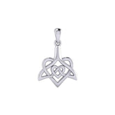 Celtic Whale Tail And Double Heart Silver Pendant TPD6055 - DiveSilver Jewelry